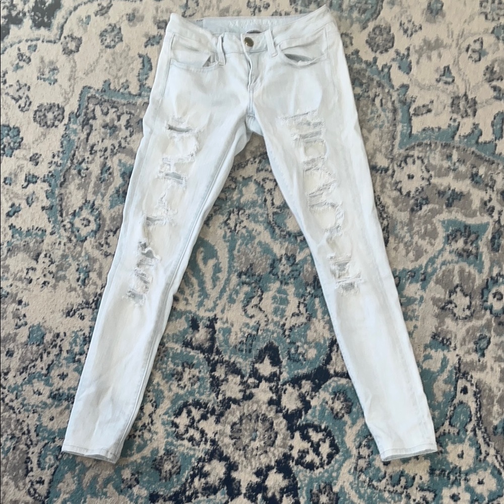 Women's Light Blue Distressed Jeans